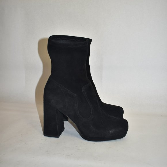 $550 MARC JACOBS ROSS SUEDE BLACK CHUNKY HEEL PLATFORM SOCK BOOTIE 37 (MD12) - Picture 2 of 7